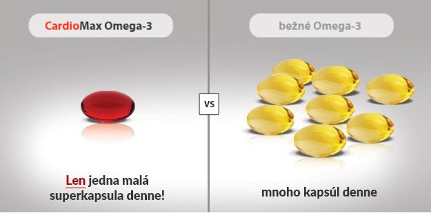 Porovnanie medzi bežnou Omega-3 oproti cardiomax Omega-3